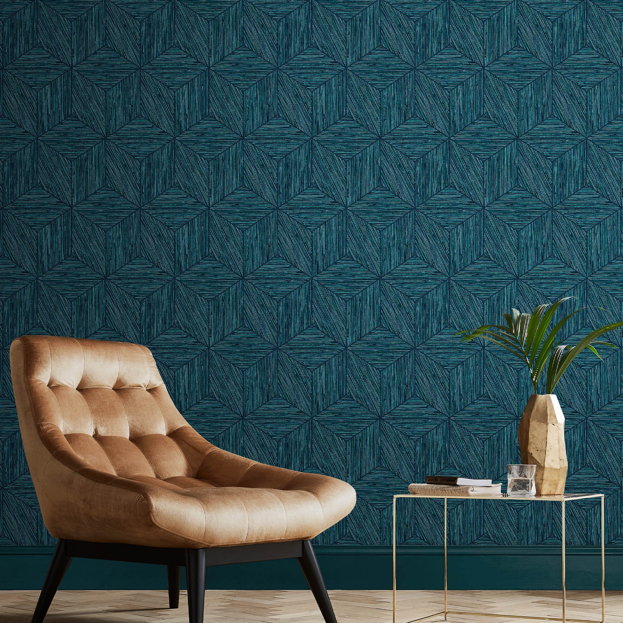 Grasscloth Geo Wallpaper 111728 By Graham Brown In Teal Blue